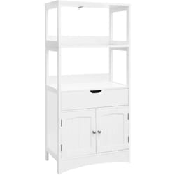 Vasagle Armadio Grande con Cassetto 2 Ripiani Aperti e Doppia Anta Armadio per Bagno, Ingresso Cucina e Soggiorno Bianco da songmics
