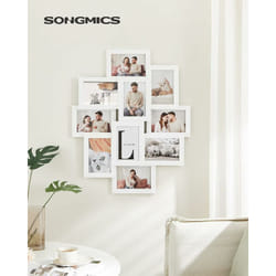Songmics - Cornici Foto con 10 Posti, 10 x 15 cm per Ogni Foto, Cornici Foto Collage, da Montare, mdf Bianco