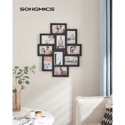Songmics - Cornici Foto con 10 Posti, 10 x 15 cm per Ogni Foto, Cornici Foto Collage, da Montare, mdf Nero