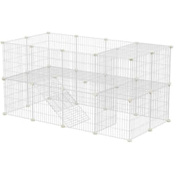 Songmics - Recinto per Animali a 2 Piani, Organizer per Gabbie di stoccaggio in Filo Metallico, Recinzione per Animali di Piccola Taglia, porcellini