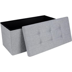 Songmics - 76 x 38 x 38 cm Pouf Poggiapiedi Sgabello Pieghevole Carico Max. 300 kg Tejido de Lino