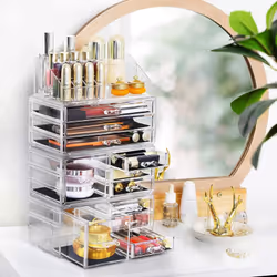 UN PRATICO AIUTO: Il tuo bagno è un’esplosione di prodotti di bellezza? Con questo porta trucchi 4 in 1 extra grande e traspa ...