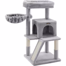 Accoglie i gatti più grandi o paffuti : Con un trespolo allargato a 45 x 30 cm, i gatti più grandi o paffuti possono finalmen ...