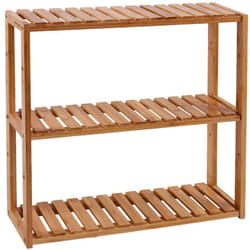 SONGMICS Mensole da Bagno, Scaffale da Bagno con 3 Ripiani Regolabili in Bambù, da Parete o da Terra, Porta Piante, per Soggiorno Balcone Cucina, 15