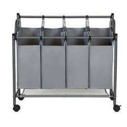 Songmics LSF005GS porta biancheria 140 L Rettangolare Nylon, Poliestere, Acciaio Grigio