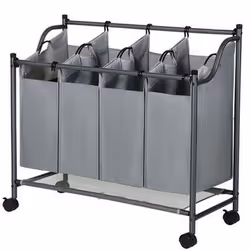 Songmics LSF005GS porta biancheria 140 L Rettangolare Nylon, Poliestere, Acciaio Grigio