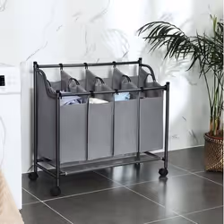 Songmics LSF005GS porta biancheria 140 L Rettangolare Nylon, Poliestere, Acciaio Grigio