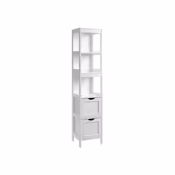 Vasagle BBC66WT, Bianco, Indipendente, 3 ripiani, 2 cassetto/cassetti, Pannello di fibra a media densità (MDF), 1 pz