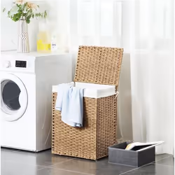 Songmics UKLCB51NL porta biancheria 90 L Rettangolare Cotone, Caldaie, Plastica Naturale - Vista aggiuntiva 4