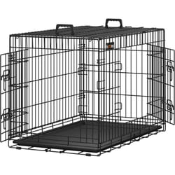 Songmics - feandrea Gabbia Per Cuccioli Cane in Metallo, Casse, 2 porte Trasportino Pieghevole nero 91 x 58 x 64cm da Nero
