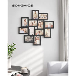 SONGMICS Cornice portafoto per foto 10 x 15 cm, con cornice in vetro trasparente, da montare, colore: Nero