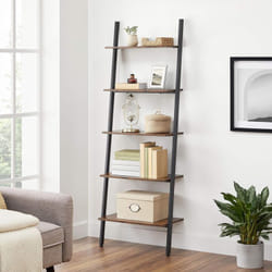 Songmics - vasagle Scaffale a Scala Industriale, Libreria a 5 Ripiani, Portaoggetti Portavasi per Soggiorno, Cucina, Ufficio, Struttura in Ferro,