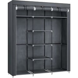 Songmics - Armadio in Tessuto, Guardaroba Pieghevole con Barra di Sospensione, Appendiabiti, Scaffale per Borse, Giocattoli, Scarpe, Soggiorno,