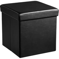 Songmics - 38 cm Pouf Cubo Poggiapiedi Sgabello Pieghevole Carico Max. 300 kg Nero LSF101