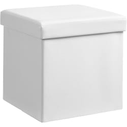 SONGMICS 38 cm Pouf Cubo Poggiapiedi Sgabello Pieghevole Carico Max. 300 kg Bianco LSF103