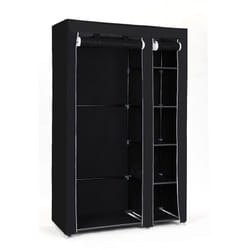 Songmics - xl LSF007 - Guardaroba in Tessuto, Pieghevole, da Campeggio, 175 x 110 x 45 cm, Colore: Nero