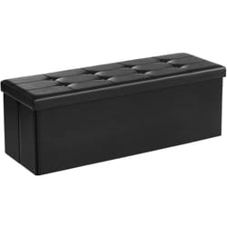 Cassapanca Contenitore 120L, Pouf Contenitore, Panca Poggiapiedi Pieghevole, Capacità di Carico di 300 kg, Seduta Imbottita, Nero LSF701 - Songmics