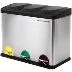Pattumiera per Raccolta Differenziata da cucina 45 Litri con Pedale in Acciaio Inossidabile 3 Contenitori di 15 Litri