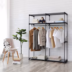 Songmics RYG02GY armadio/guardaroba per camera da letto 2 ripiani 0 porta/porte Grigio - Vista aggiuntiva 4