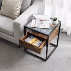Vasagle LET04BX tavolino da caffè, comodino e consolle da soggiorno Forma quadrata 4 gamba/gambe
