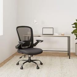 Songmics - Sedia da Ufficio, Sedia Girevole, Sedia di Rete, Sedia da Computer Ergonomica, Supporto Lombare Imbottito, Funzione Oscillante, Seduta 53