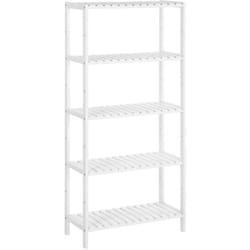 Scaffale da Bagno e da Cucina in Bambù, con 5 Ripiani Regolabili in 9 Altezze, Scaffalatura Portaoggetti per Soggiorno, Corridoio, 60 x 26 x 130 cm,