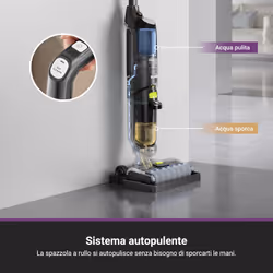 Eureka NEW400 Aspirapolvere Lavapavimenti Senza Fili Intelligente,Autopulizia/Autopulente,Serbatoio Grande,Design Leggero Scopa Elettrica per Pavimenti a Piastrelle/Legno