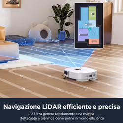 Eureka J12 Ultra Robot Aspirapolvere e Lavapavimenti con Stazione, Evitamento Ostacoli AI 3D, Autosvuotante per 75 Giorni, Autopulente, Autoasciugante del mocio a 55°C, Navigazione LiDAR, WiFi - Vista aggiuntiva 5