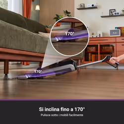 Eureka RapidWash NEW630 Aspirapolvere/lavapavimenti secco/umido,inclinazione fino a 170°,Asciugatura ad aria calda 60°,21.600pa,Autonomia 38 min,Autopulizia/anti-groviglio,Doppio serbatoio,Display LED