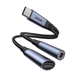 JOYROOM SY-C02 adattatore per inversione del genere dei cavi Type-C 3.5mm+Type-C Nero