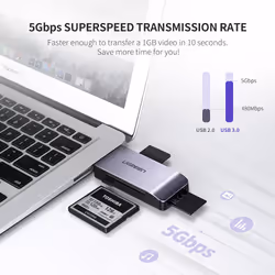 Ugreen 50541 lettore di schede USB 3.2 Gen 1 (3.1 Gen 1) Acciaio