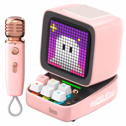 Divoom Ditoo-Mic Mini, 15 W, Wireless, Altoparlante portatile mono, Rosa, Cellulare/Smartphone, MicroSD (TransFlash)
