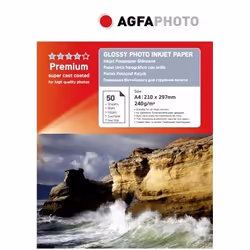 AgfaPhoto AP24050A4N, Stampa inkjet, A4 (210x297 mm), Lucida, 50 fogli, 240 g/m², Bianco