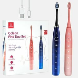 Oclean Flow Find Duo Set Adulto Spazzolino elettrico sonico Blu, Rosa