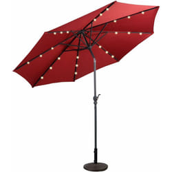 Ombrellone con Luci led da Giardino, Parasole da Esterno Ombrello da Spiaggia Ø300 cm, Rosso - Costway