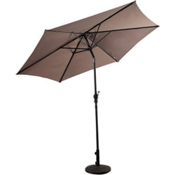 Ombrellone con Luci led da Giardino, Parasole da Esterno Ombrello da Spiaggia Ø300 cm, Marrone - Costway
