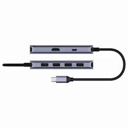 Cudy UH500 replicatore di porte e docking station per laptop USB 3.2 Gen 1 (3.1 Gen 1) Type-C Grigio, Argento - Vista aggiuntiva 3