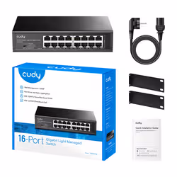 Cudy 16-Port Gigabit Easy-Managed Switch, GS1016E 1.0 Gestito L2 Gigabit Ethernet (10/100/1000) Nero - Vista aggiuntiva 4