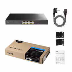 Cudy 16-Port Gigabit Cloud Easy-Managed PoE+ Switch with 2 SFP, GS1016EPS2 1.0 Gestito L2 Gigabit Ethernet (10/100/1000) Supporto Power over Ethernet (PoE) Nero - Vista aggiuntiva 2