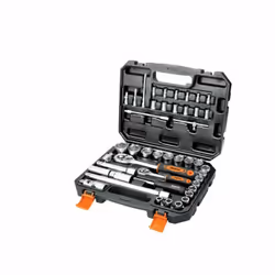SET CHIAVI ESAGONALI 1/2"-1/4". IN VALIGETTA. Pezzi: 45 Set al cromo vanadio composto da: 1 chiave a cricchetto da 1/2", 1 ch ...