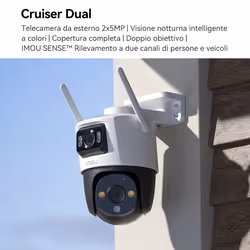 Imou Crusier DUAL 10MP (5MP+5MP) Telecamera Wi-Fi Esterno Doppio Obiettivo, 360°PTZ Videocamera Sorveglianza Esterno con Visione Notturna a Colori, Rilevamento Umano/Veicoli, IP66, Tracciamento Intelligente, 2,4ghz - Vista aggiuntiva 4