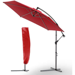Ombrellone Decentrato da Giardino, Protezione Solare UV50+, Diametro 3M, Rosso - Vounot