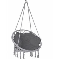 Poltrona Sospesa da Giardino, Sedia Amaca Altalena Macrame con Cuscino, per Interni Esterno Giardino, Grigio - Vounot