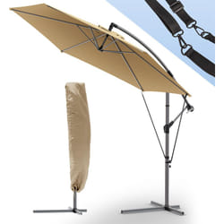 Ombrellone Decentrato da Giardino, Protezione Solare UV50+, Diametro 3M con Cinghia di Fissaggio, Cachi - Vounot