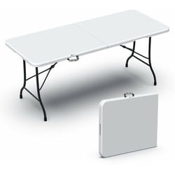 Tavolo Pieghevole Multifunzione da Giardino 180x75cm, hdpe, Bianco - Vounot