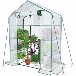 Vounot - Serra da Giardino 143x73x195 cm, Mini Serra Orto Vivaio per Piante 4 Ripiani, Bianco