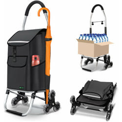 Carrello Spesa Pieghevole in Alluminio, Carrello Portaspesa 6 Ruote con Ganci Borsa Oxford Staccabile, 45 l Nero - Vounot