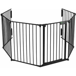 Vounot - Barriera di Sicurezza 360cm Cancelletto Regolabile Pre-assemblato per Camino, Cani, Animali Domestici e Stufa, Nero