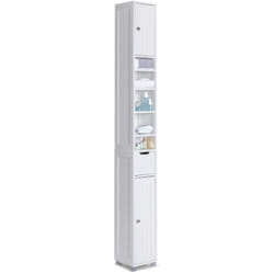 Vounot - Colonna Bagno, Armadio da Bagno Salvaspazio, Mobile Alto Bagno, 20x20x180cm, Bianco