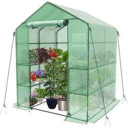 Serra da Giardino 143x143x195 cm, Mini Serra Orto Vivaio per Piante 8 Ripiani, Verde - Vounot